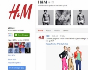 H&M dispune de cea mai vizitata pagina a unui brand pe GOOGLE+