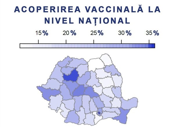 Bucurestiul si judetele Cluj, Sibiu, Brasov si Timis au cele mai mari procente de persoane vaccinate
