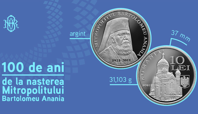 Emisiune numismatica avand ca tema 100 de ani de la nasterea Mitropolitului Bartolomeu Anania