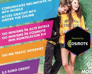 Cosmote si MTV lanseaza o cartela prepaid de 5 euro, cu minute nationale cat pentru un abonament de 12 sau 15 euro