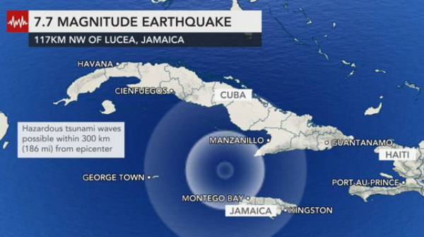Alerta de tsunami: Cutremur de aproape 8 Grade pe Scara Richer in Marea Caraibelor