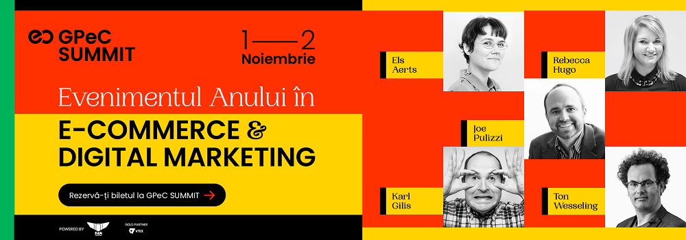 GPeC SUMMIT 1-2 Noiembrie: 2 zile de eveniment 100% online, 30+ speakeri internationali si romani, 40+ ore de maraton E-Commerce si Digital Marketing cu cei mai buni specialisti