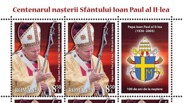 Romfilatelia marcheaza centenarul nasterii Sfantului Ioan Paul al II-lea cu o emisiune de marci postale