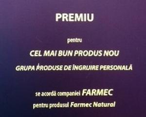 Premiile Piata 2013:  Gama Farmec Natural, castigatoarea premiului  pentru cel mai bun produs nou de ingrijire personala