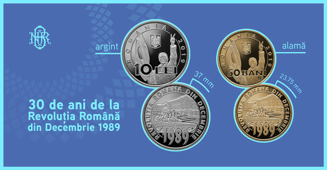 BNR dedica o emisiune numismatica celor 30 de ani de la Revolutia Romana din Decembrie 1989