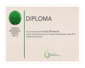 URSUS Breweries, castigatorul marelui premiu Green Business Index 2013