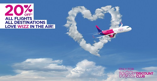 WIZZ AIR ofera reducere de 20% la zborurile din februarie