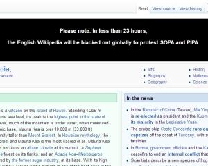 Wikipedia se inchide miercuri, in semn de protest fata de legea anti-piraterie din SUA