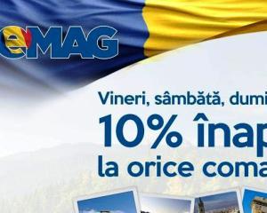 Discount de Ziua Nationala: eMAG da inapoi 10% din valoarea oricarei comenzi