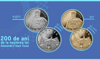 BNR a lansat o moneda de aur care costa 10.400 de lei si una de argint, cu tema 200 de ani de la nasterea lui Alexandru Ioan Cuza