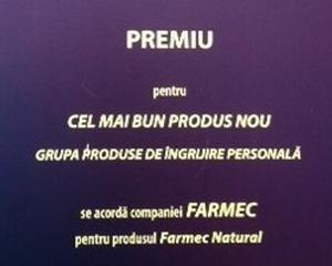 Premiile Piata 2013: Gama Farmec Natural, castigatoarea premiului pentru cel mai bun produs nou de ingrijire personala